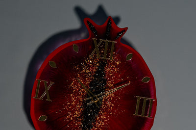 AestheticAccent™ Epoxy Resin Pomegranate Wall Clock